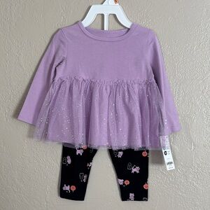 Carters Baby Girl 2 Piece Set Halloween Fall Purple 12M